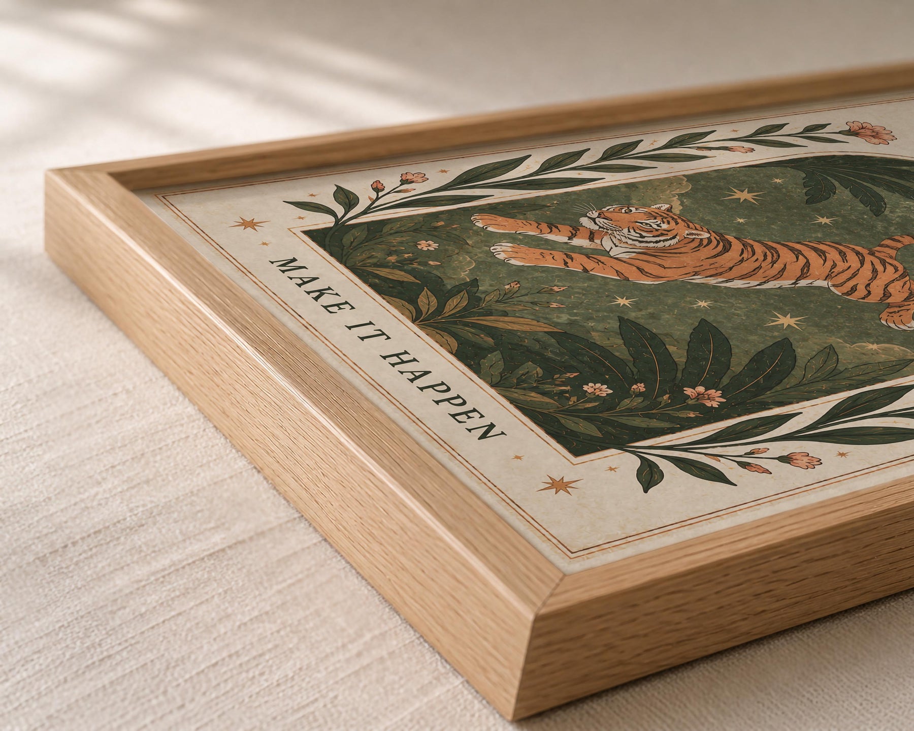 Tiger Illustrated Print | Inspirational Dreamer Folk Art Animal Wall Art | Framed or Unframed