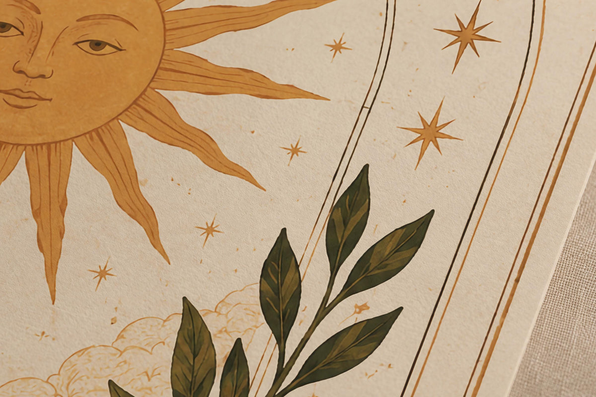 Create From Your Heart Sun Print | Inspirational Celestial Wall Art, Folk Sun Illustration, Framed or Unframed