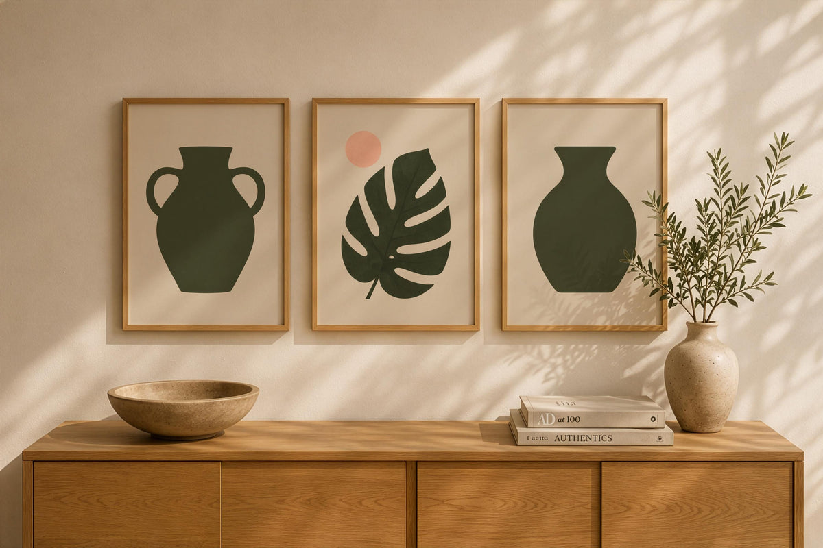 Forma Green Vase Print | Minimalist Abstract Contemporary Wall Art | Framed or Unframed