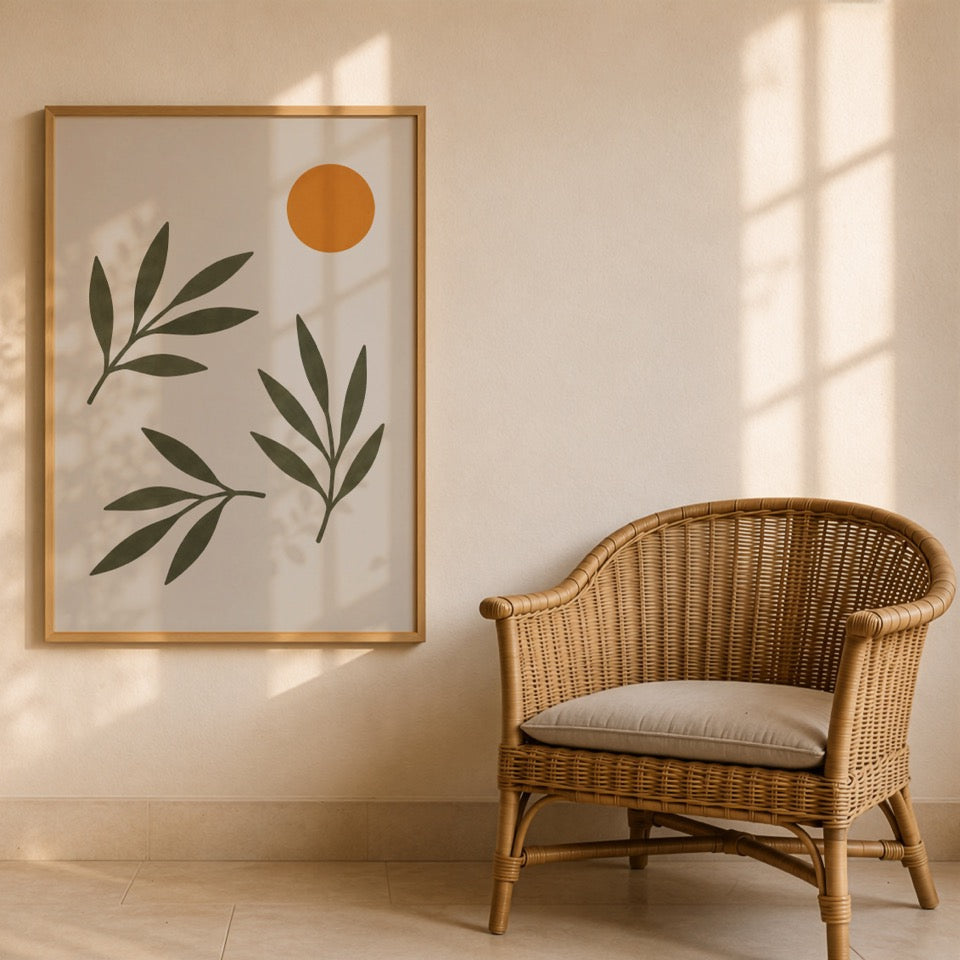 Oasis Olive Branch Print | Hand-Painted Botanical Art, Mediterranean Wall Decor | Framed or Unframed