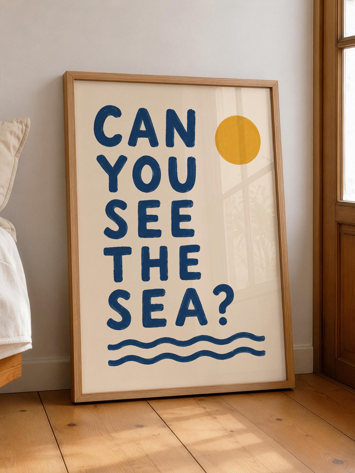 Can You See the Sea Print | Coastal Beach House Typography Wall Art | Framed or Unframed