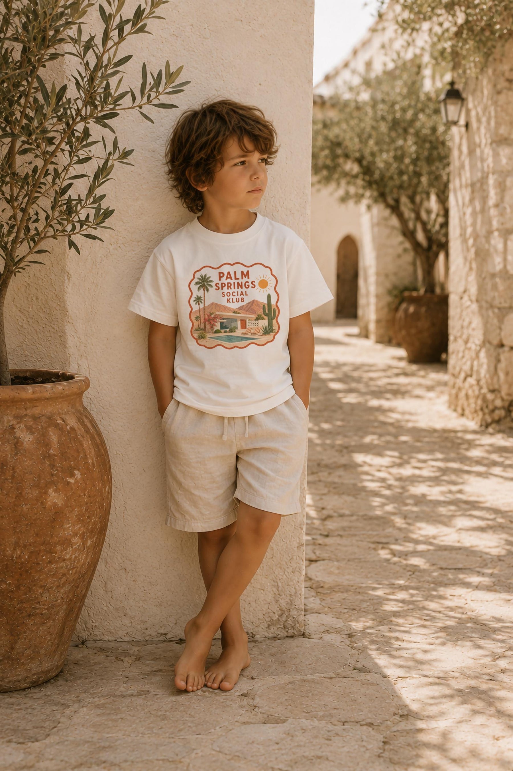 Palm Springs Social Klub Kids T-Shirt | Organic Cotton Retro Midcentury Graphic Tee