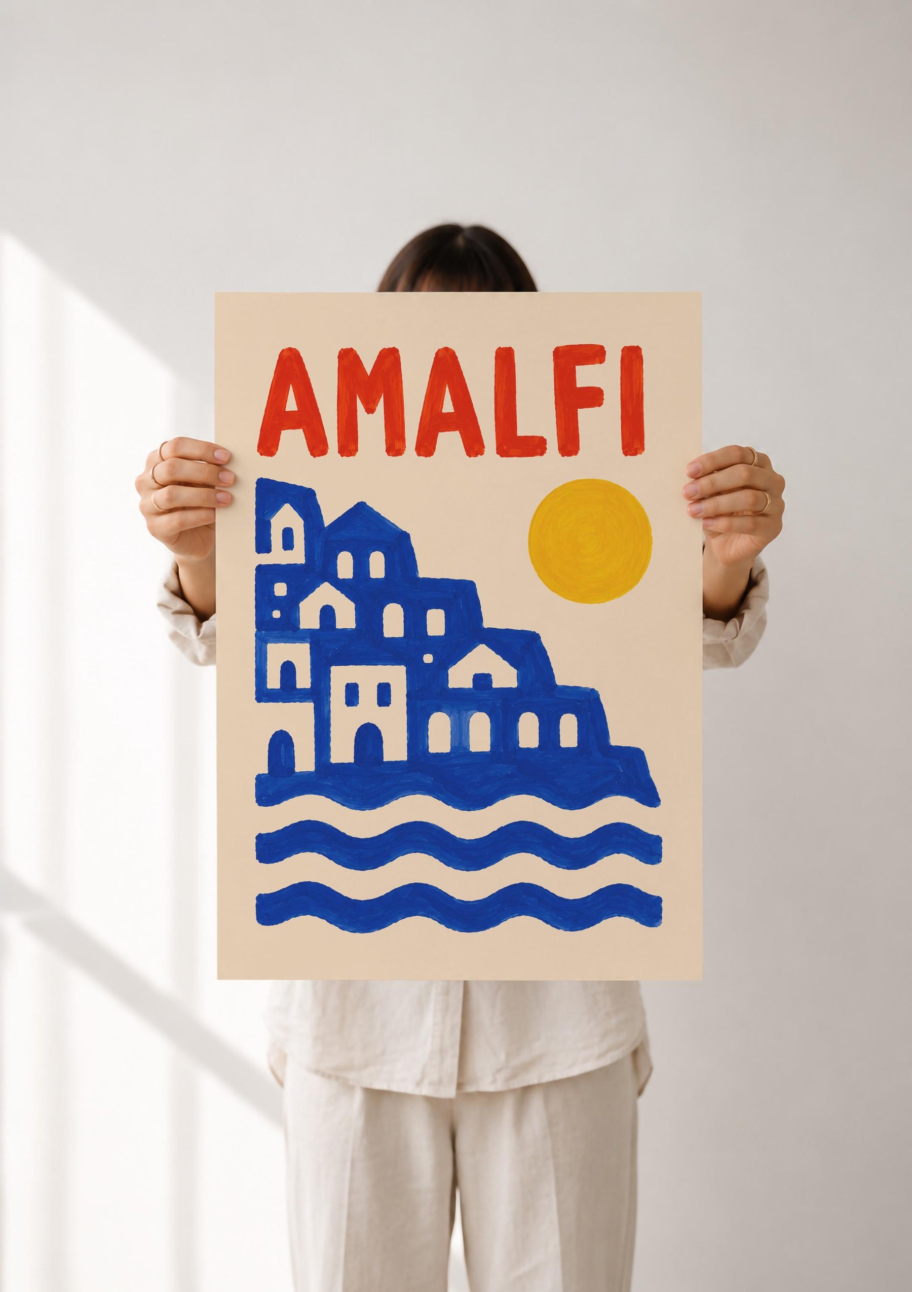 Amalfi Coast Print | Hand-Painted Mediterranean Seaside Artwork | Framed or Unframed