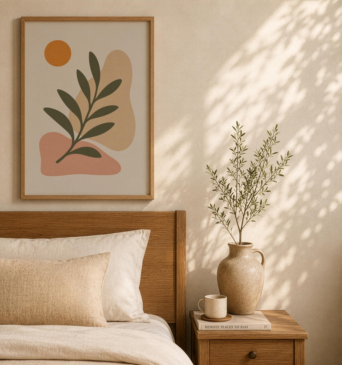 Terraforma Botanical Abstract Print | Minimalist Leaf Wall Art, Mediterranean Decor | Framed or Unframed