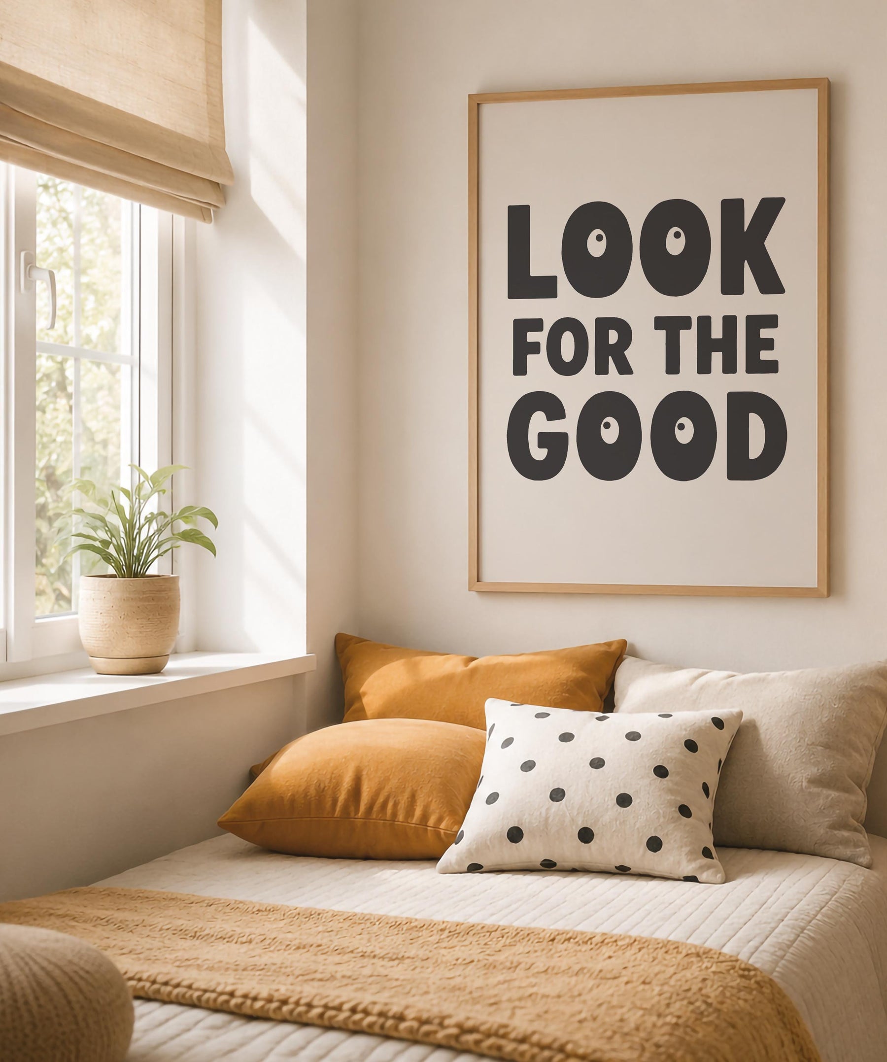 Positive Typography Print | Look For The Good | Modern Hand-Painted Wall Art | Framed or Unframed