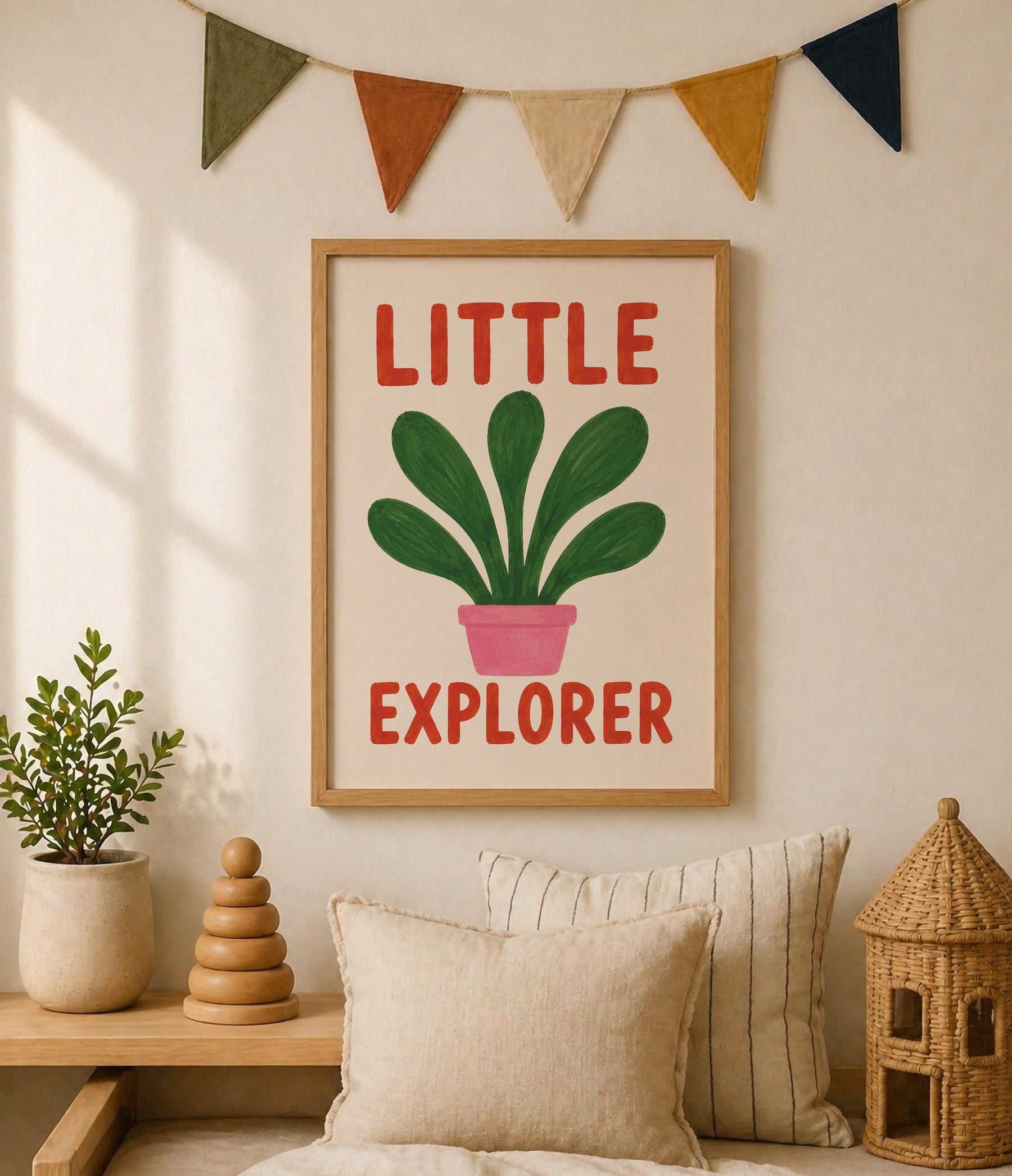 Little Explorer Print | Hand-Painted Botanical Nursery Wall Art, Kids Room Decor | Framed or Unframed