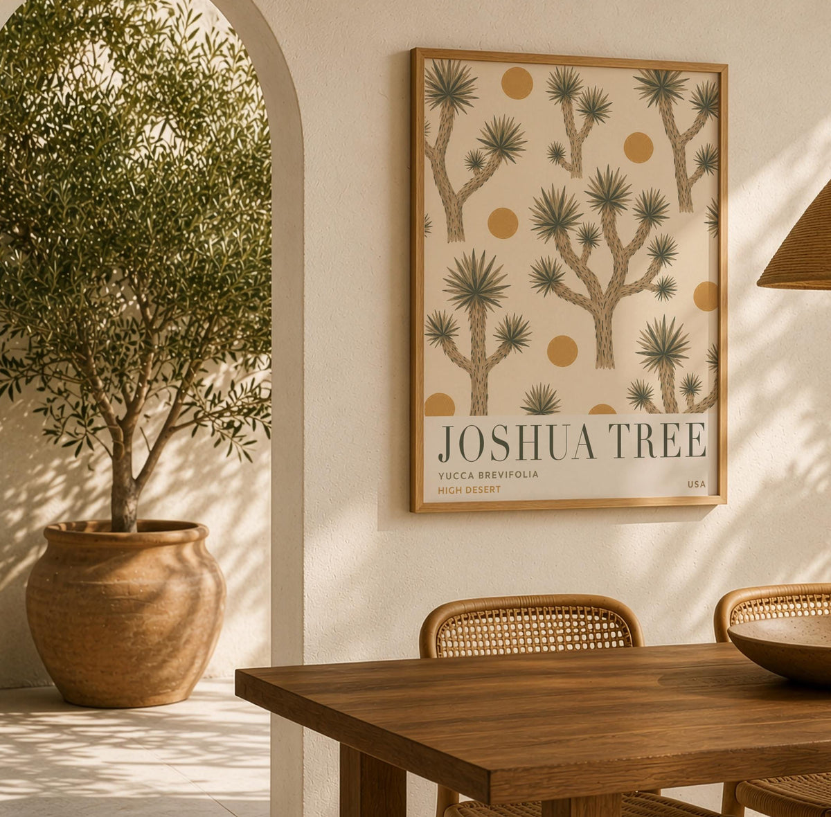 Joshua Tree Print | Desert Modern Wall Art, California Travel Poster | Framed or Unframed