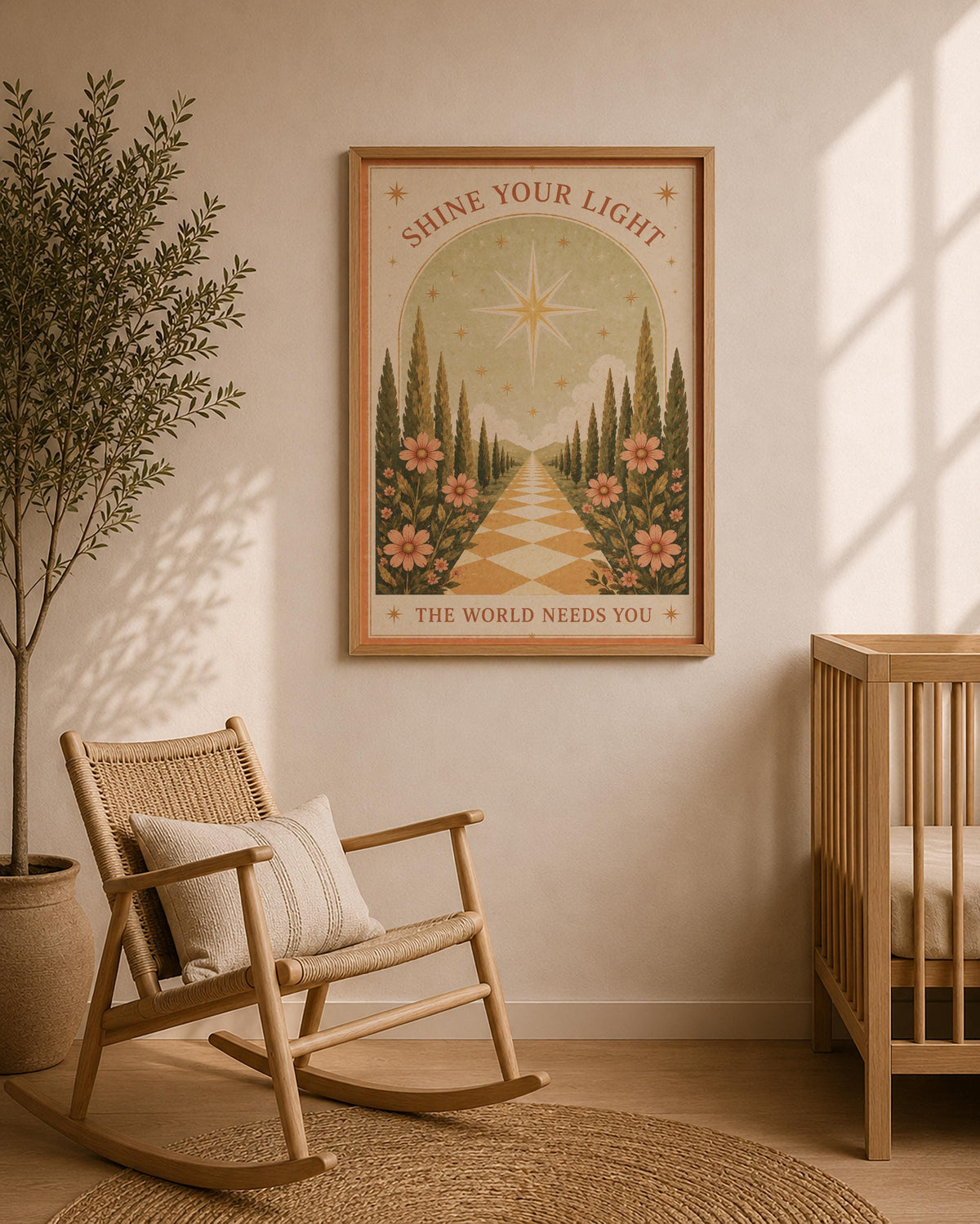 Shine Your Light Celestial Folk Art Print | Positive Message Inspirational Star Illustration | Framed or Unframed