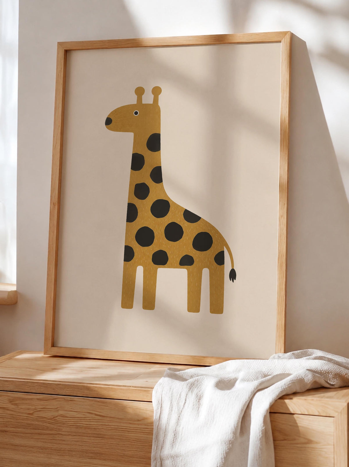 Hand-Painted Giraffe Wall Art Print | Scandinavian Safari Animal Print, Neutral Kids Room & Nursery Decor