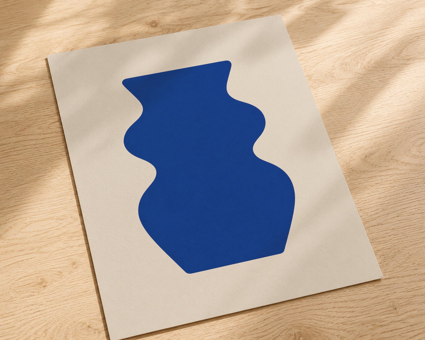 Contour Blue Vase Print | Abstract Minimalist Wall Art, Organic Home Decor | Framed or Unframed