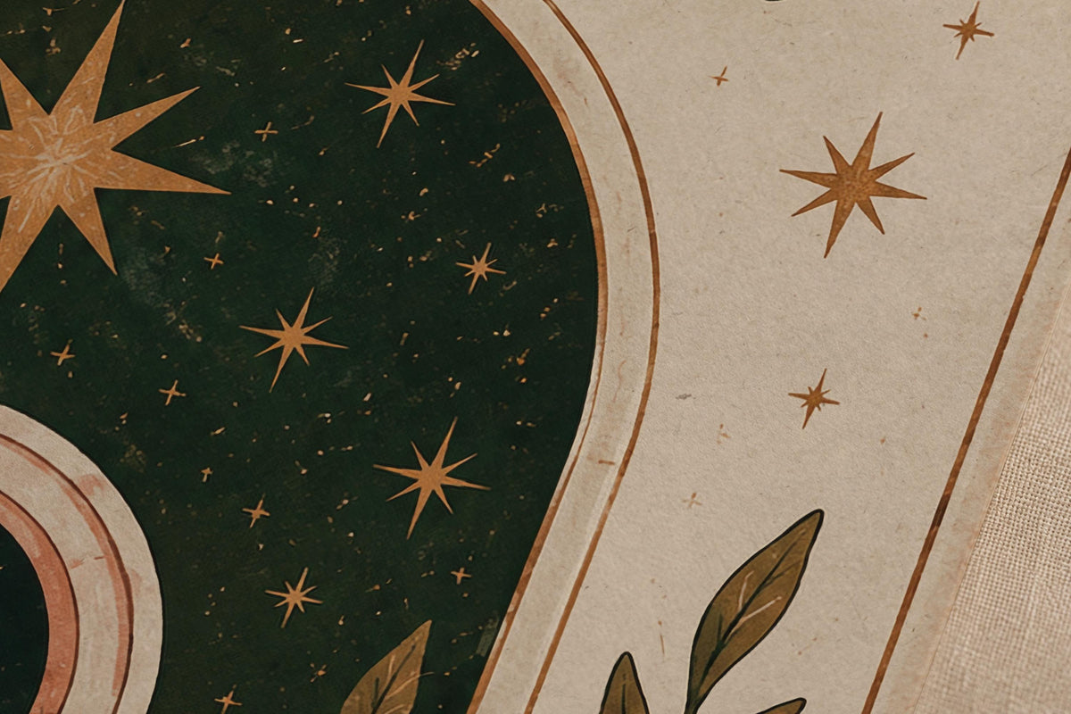 Stay Curious Folk Art Print | Celestial Nursery Wall Art, Botanical Illustration, Framed or Unframed