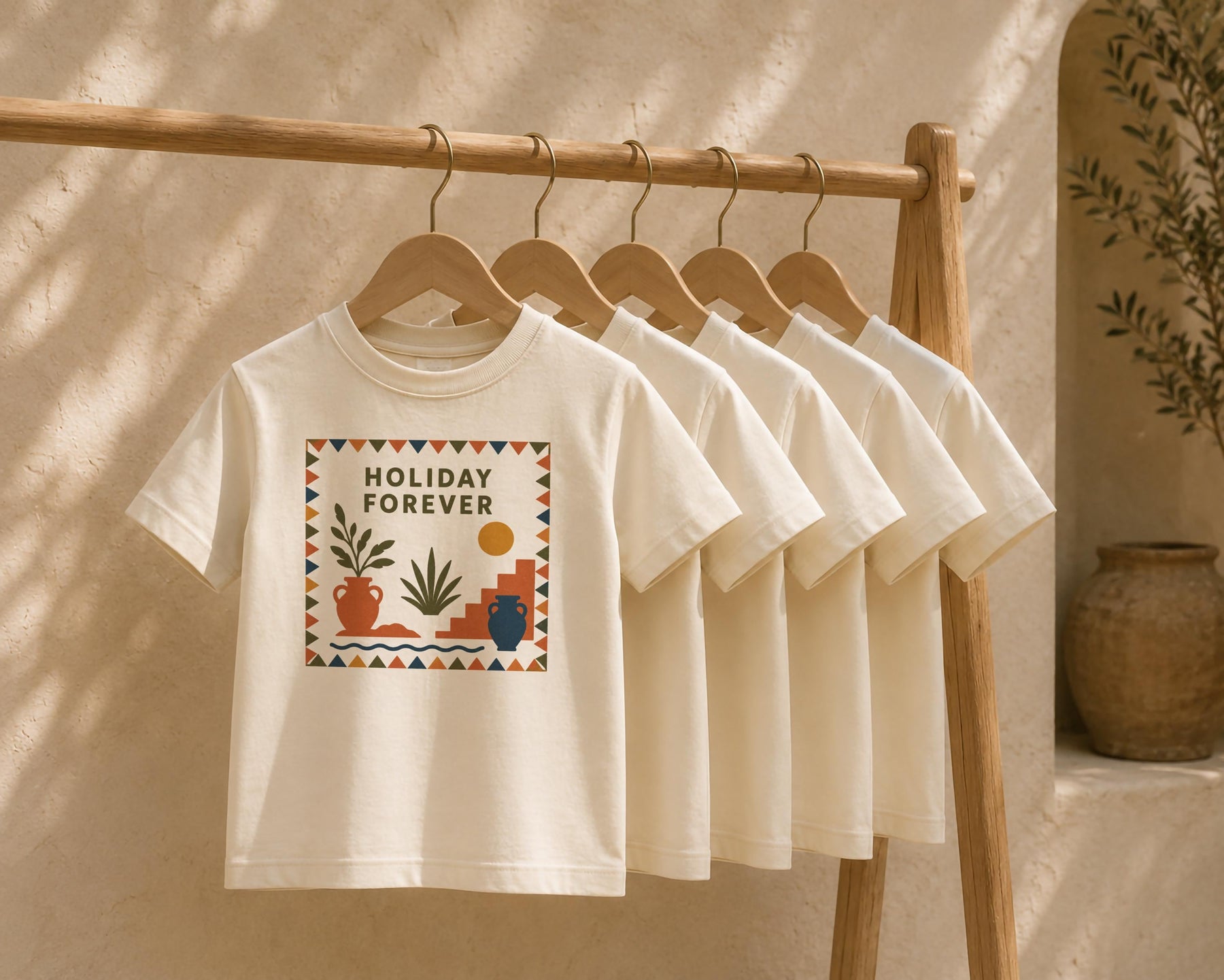 Kids Organic Cotton T-Shirt | Mediterranean Graphic Tee, Summer Holiday Clothing