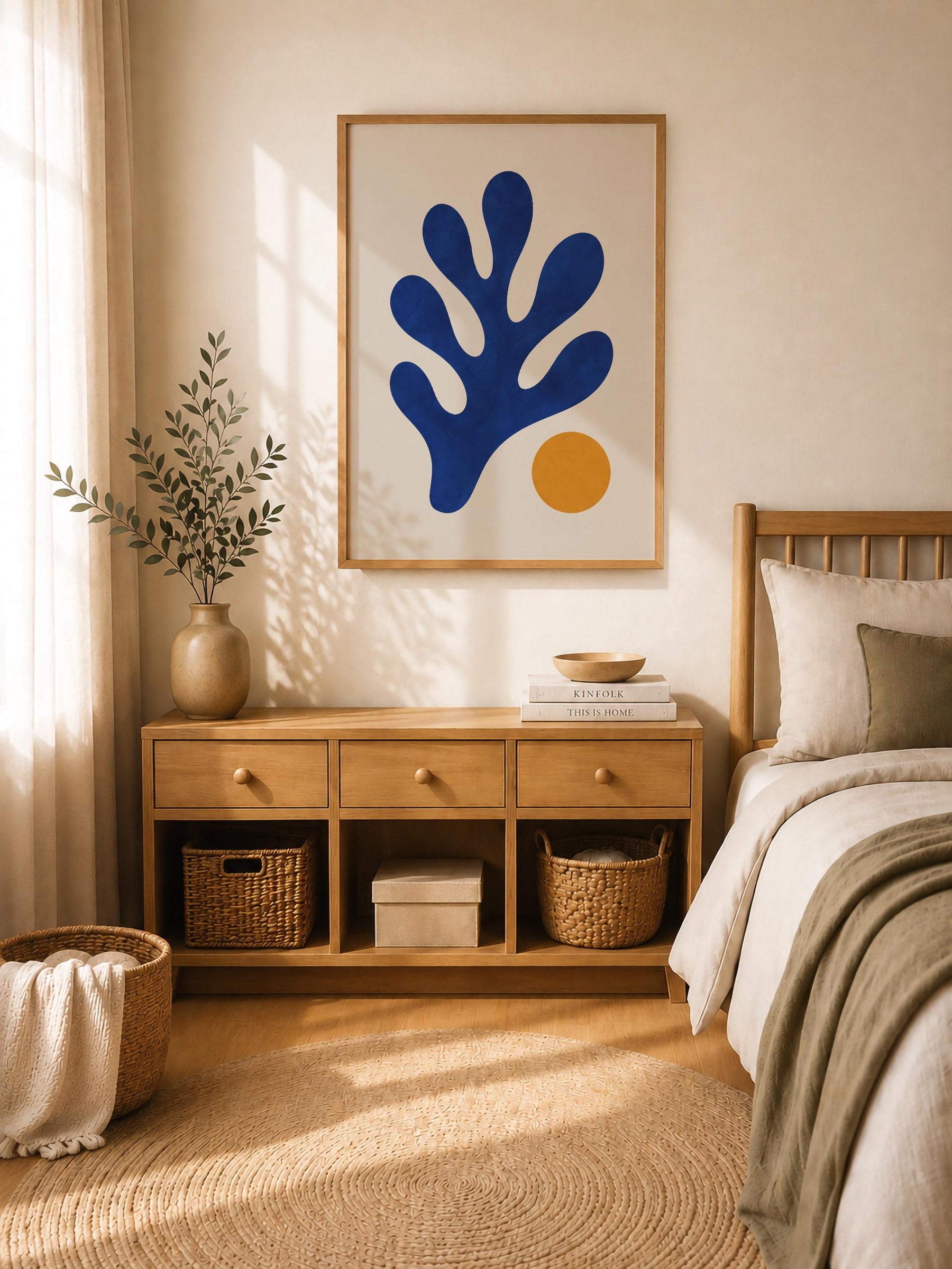 Tide Abstract Blue Coral Print | Matisse Inspired Coastal Wall Art | Framed or Unframed