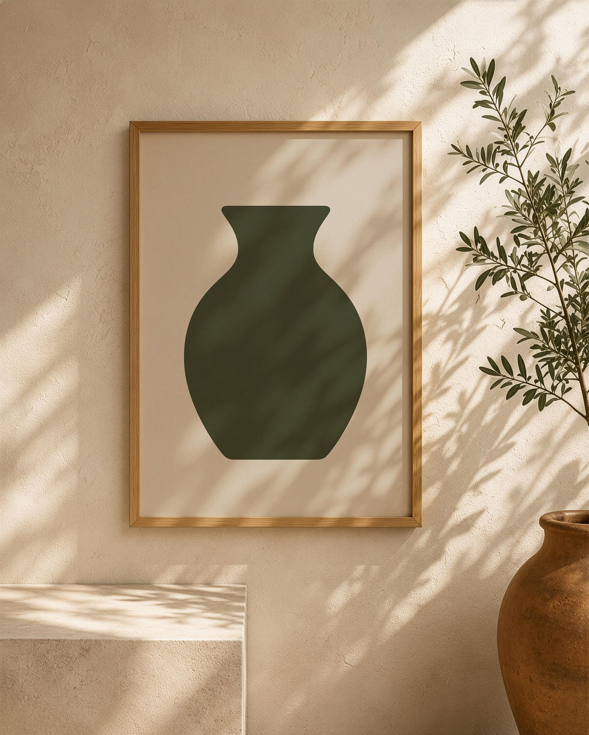 Forma Green Vase Print | Minimalist Abstract Contemporary Wall Art | Framed or Unframed