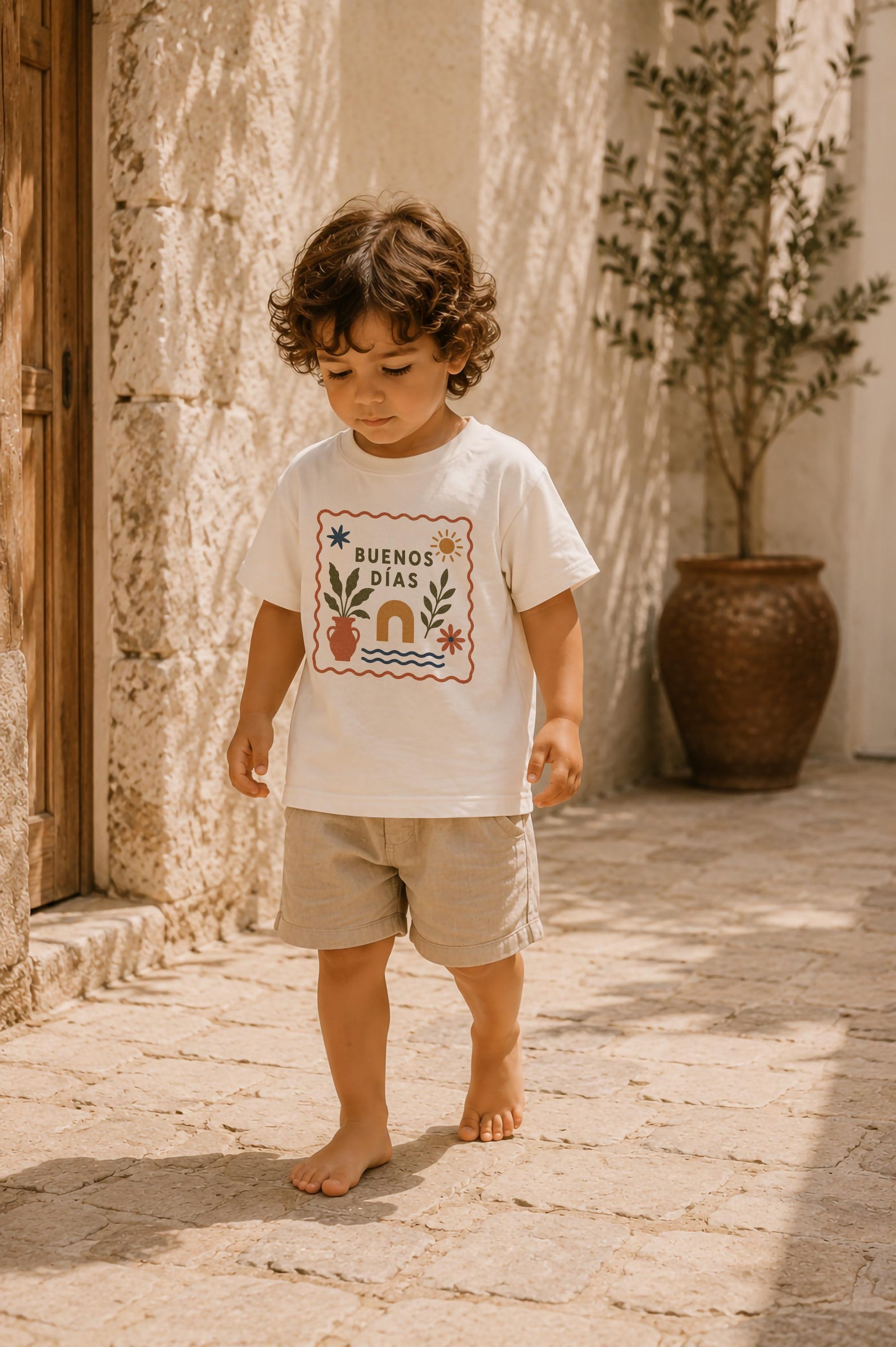 Kids Organic Cotton T-Shirt | Mediterranean Graphic Tee, Summer Holiday Shirt
