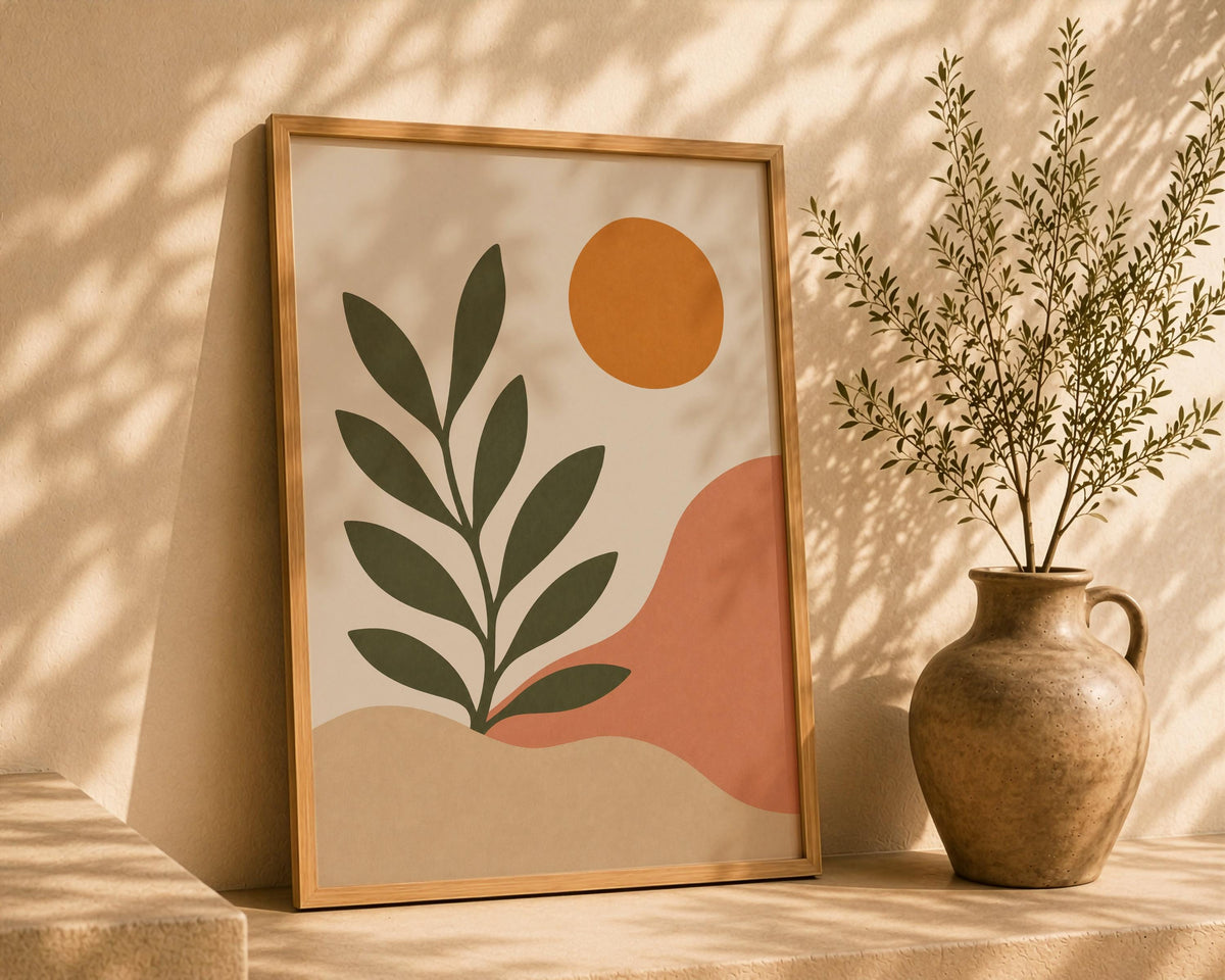 Sierra Botanical Print | Minimalist Desert Hills Wall Art, Neutral Room Decor | Framed or Unframed