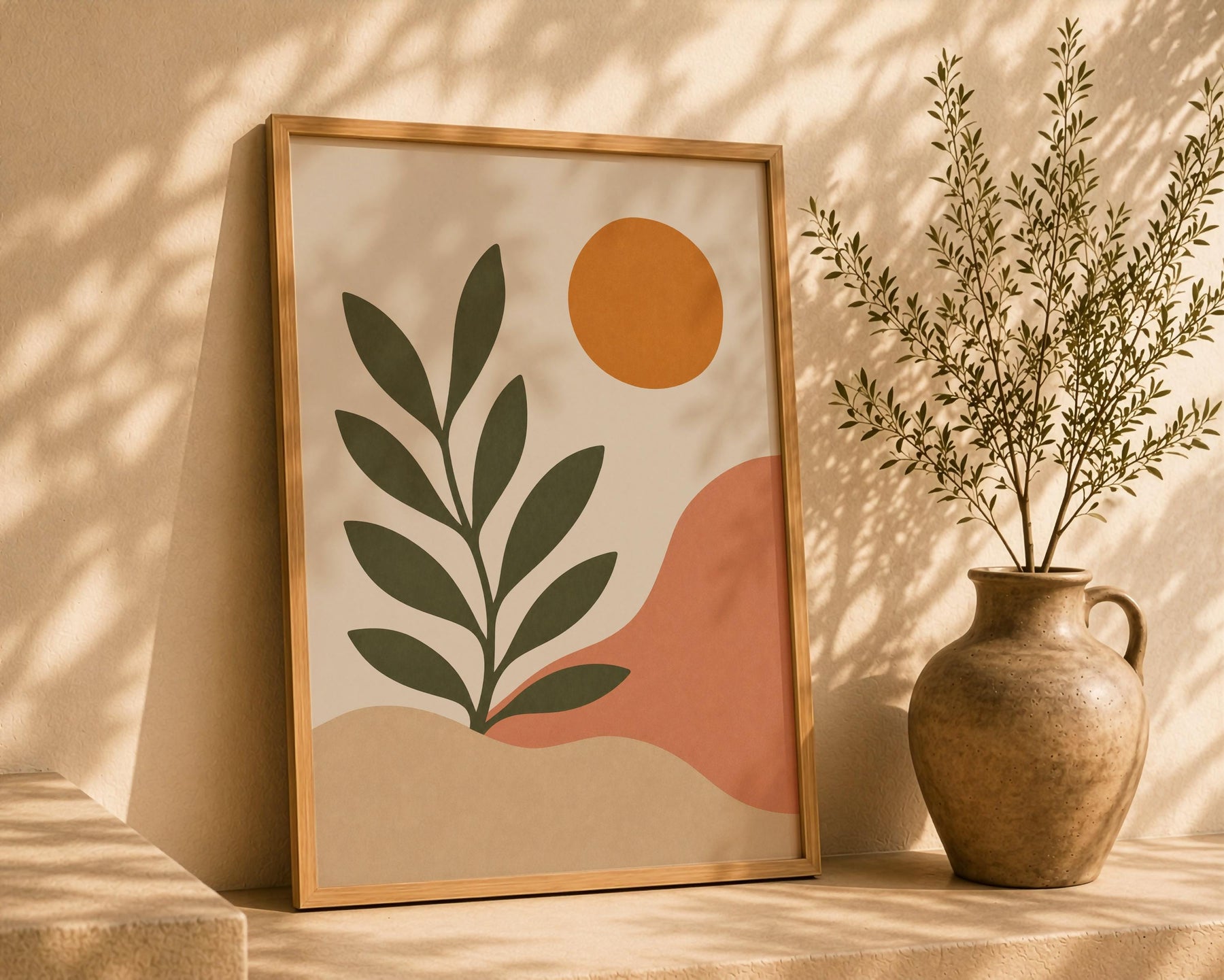 Sierra Botanical Print | Minimalist Desert Hills Wall Art, Neutral Room Decor | Framed or Unframed