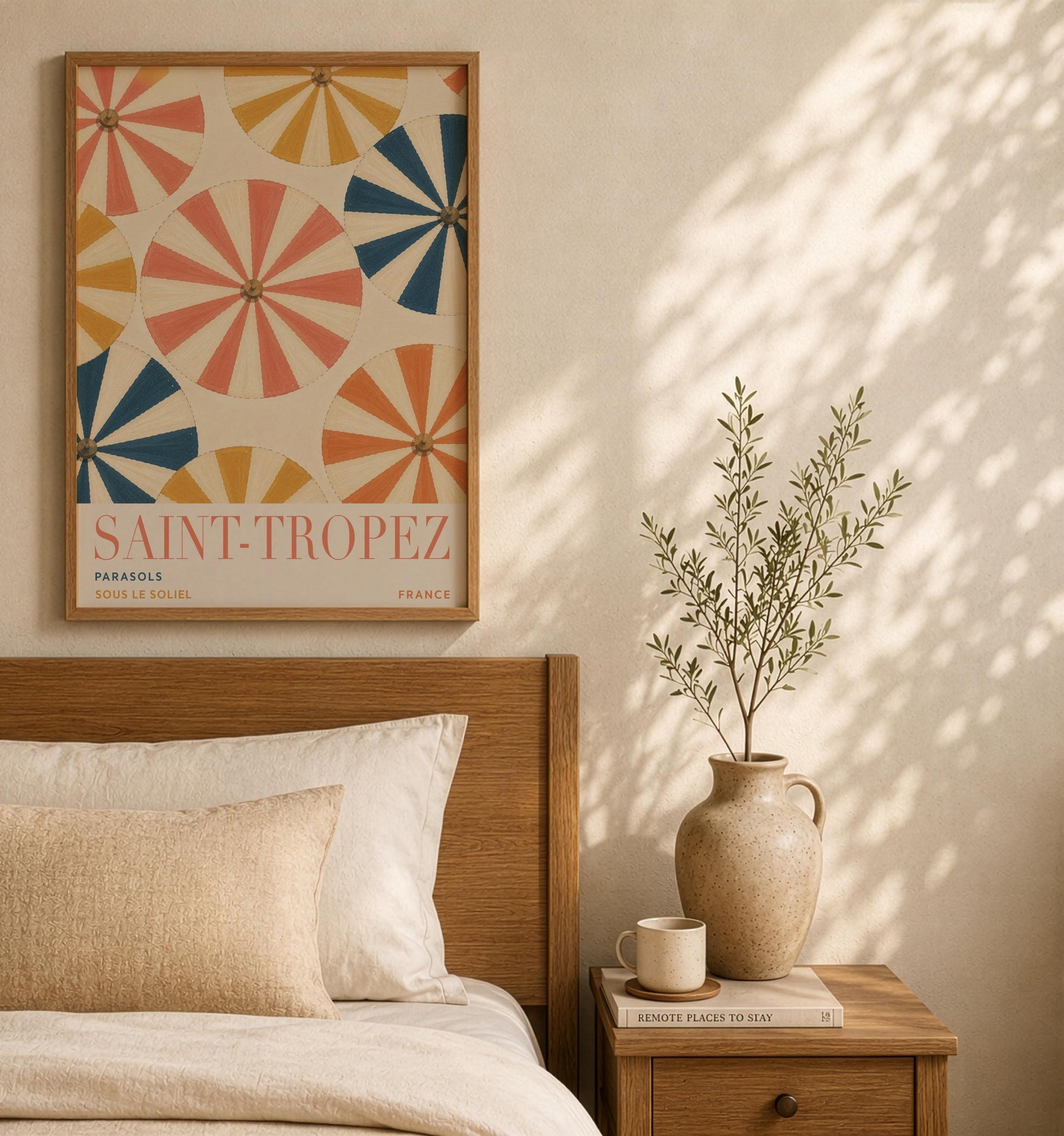 Saint-Tropez Print | French Riviera Beach Parasol Wall Art | Framed or Unframed