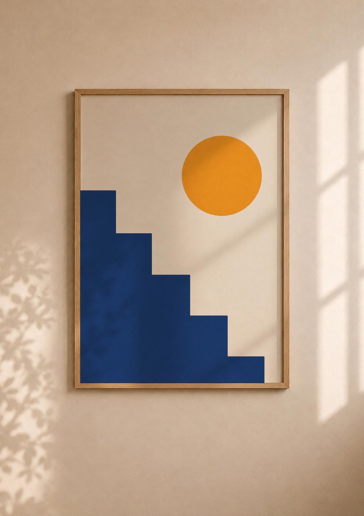 Ascend Abstract Steps Print | Mediterranean Geometric Landscape Wall Art | Framed or Unframed