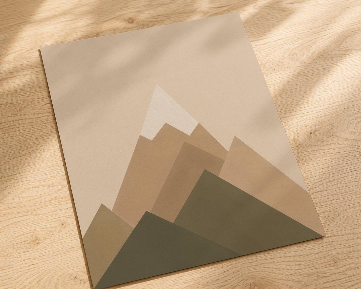 Mountain Print | Minimalist Geometric Landscape Wall Art | Framed or Unframed