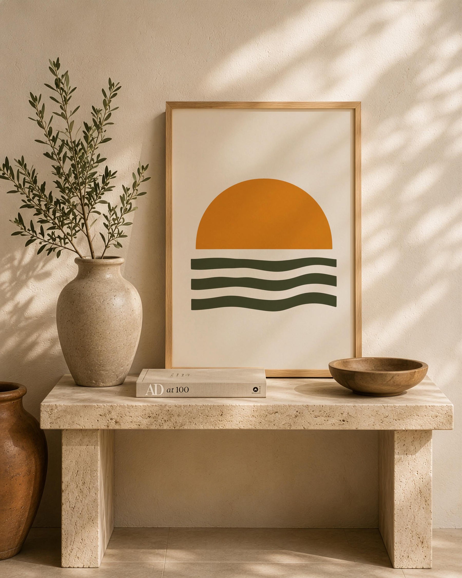 Helios Sunset Sea Print | Minimalist Coastal Abstract Wall Art | Framed or Unframed