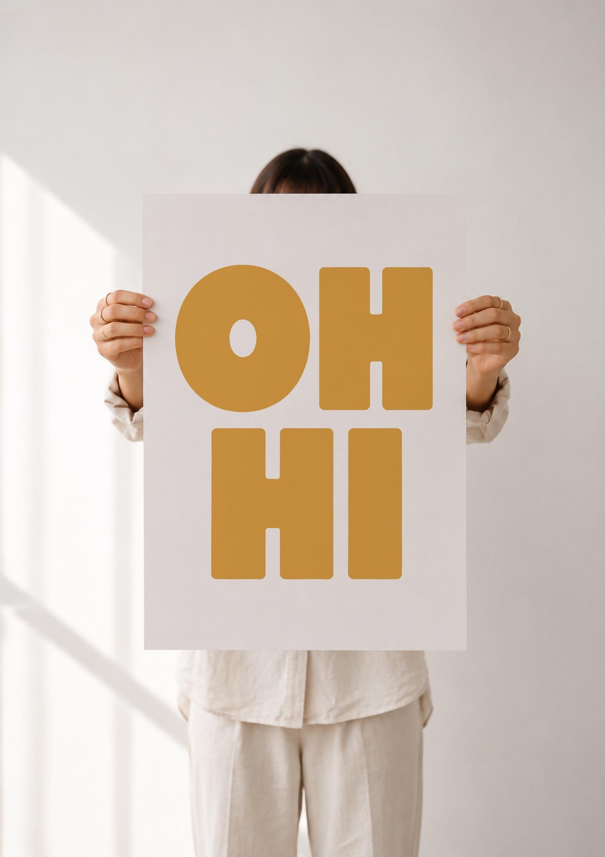 Oh Hi Typography Print | Modern Hand-Painted Wall Art | Framed or Unframed