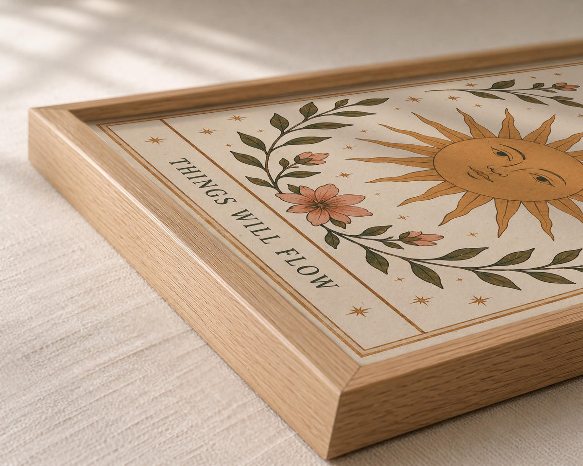 Let It Be Sun Wall Art Print | Folk Illustration, Boho Bedroom Decor | Framed or Unframed