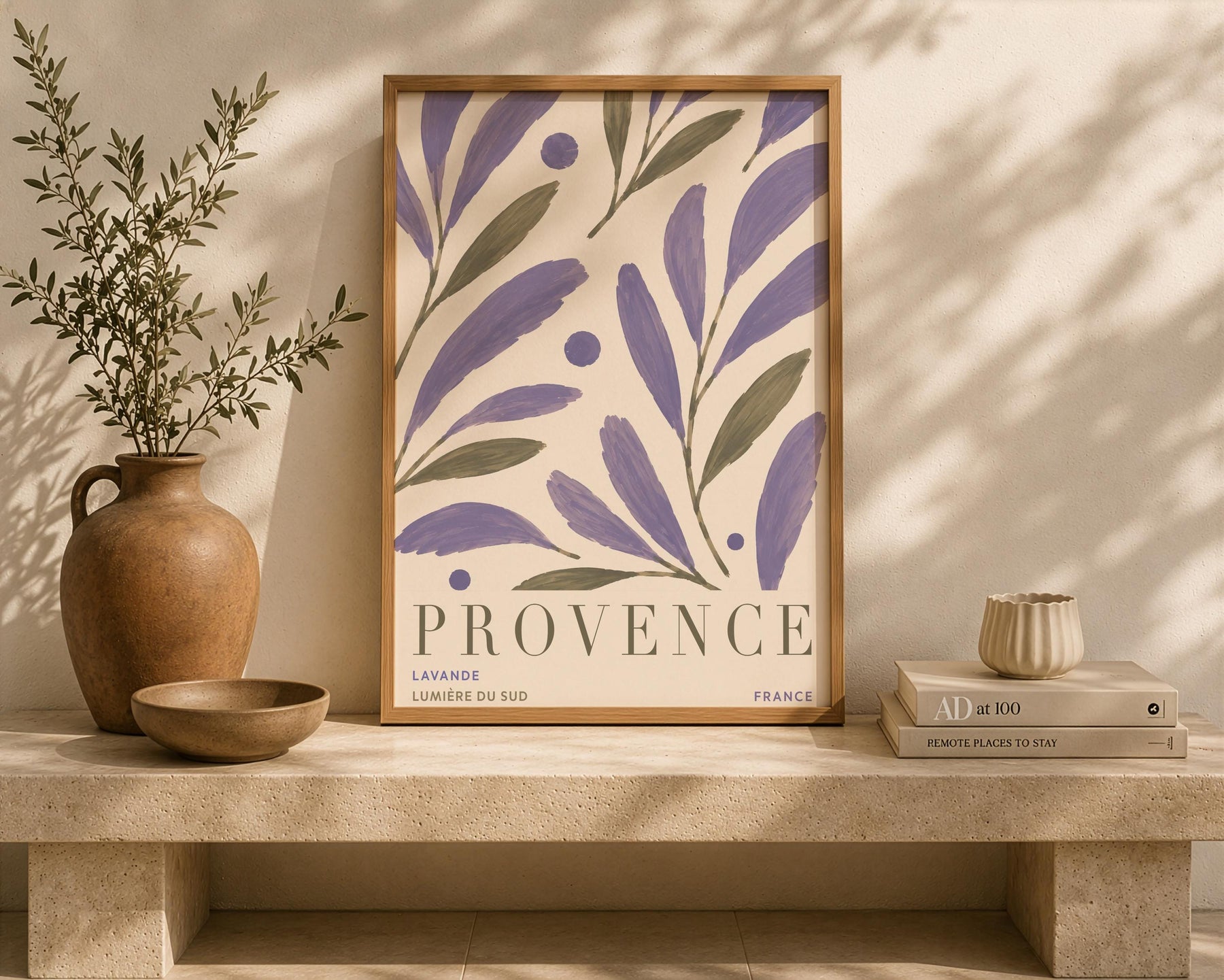 Provence Lavender Print | Hand-Painted Botanical Wall Art, French Countryside Illustration | Framed or Unframed