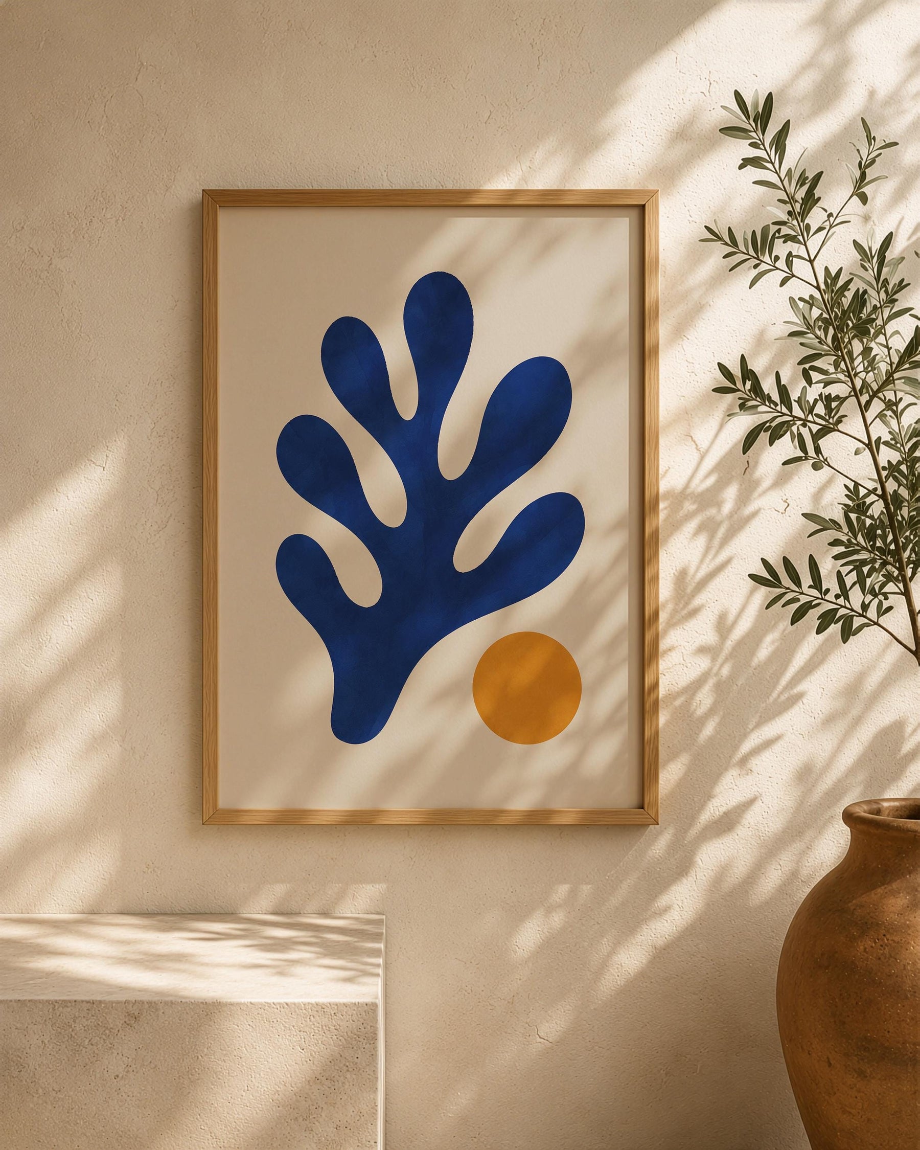 Tide Abstract Blue Coral Print | Matisse Inspired Coastal Wall Art | Framed or Unframed