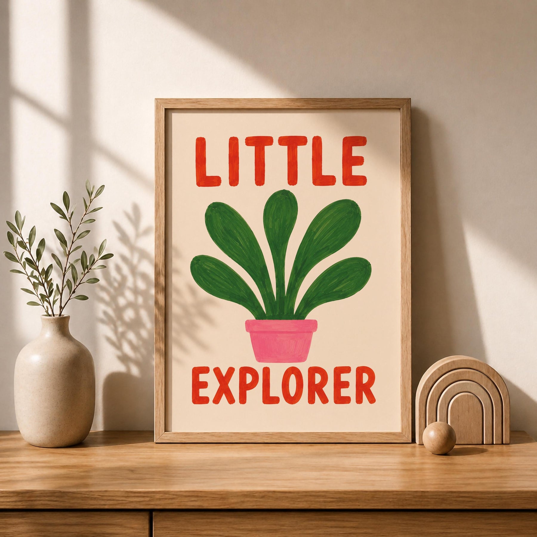 Little Explorer Print | Hand-Painted Botanical Nursery Wall Art, Kids Room Decor | Framed or Unframed