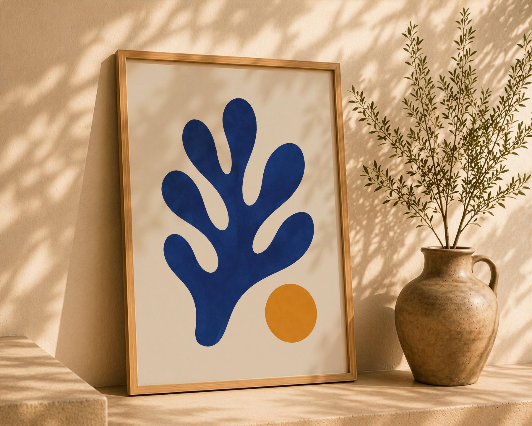 Tide Abstract Blue Coral Print | Matisse Inspired Coastal Wall Art | Framed or Unframed