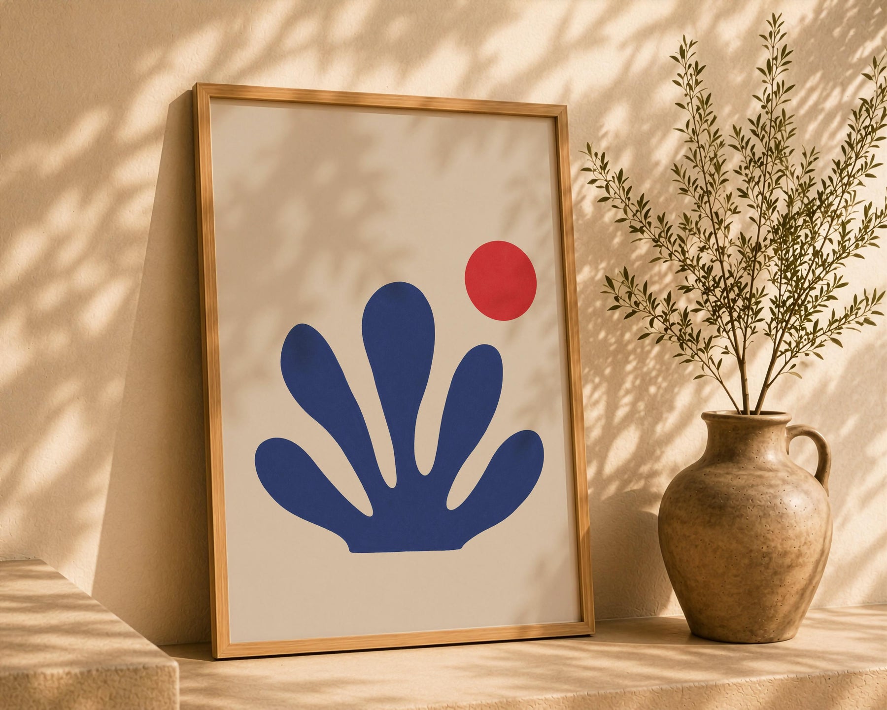 Sway Blue Coral Abstract Print | Matisse Inspired Coastal Wall Art | Framed or Unframed