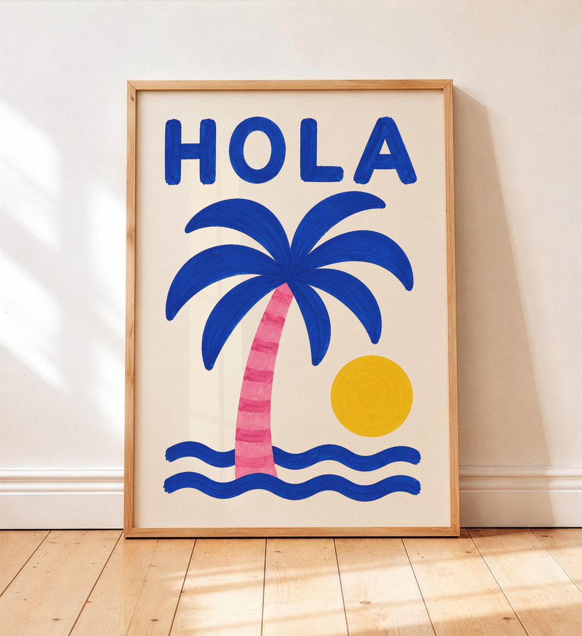 Hola Palm Tree Art Print | Colourful Hand-Painted Coastal Wall Art | Framed or Unframed