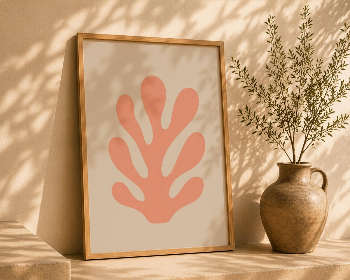 Cala Pink Coral Print | Minimalist Coastal Botanical Wall Art | Framed or Unframed