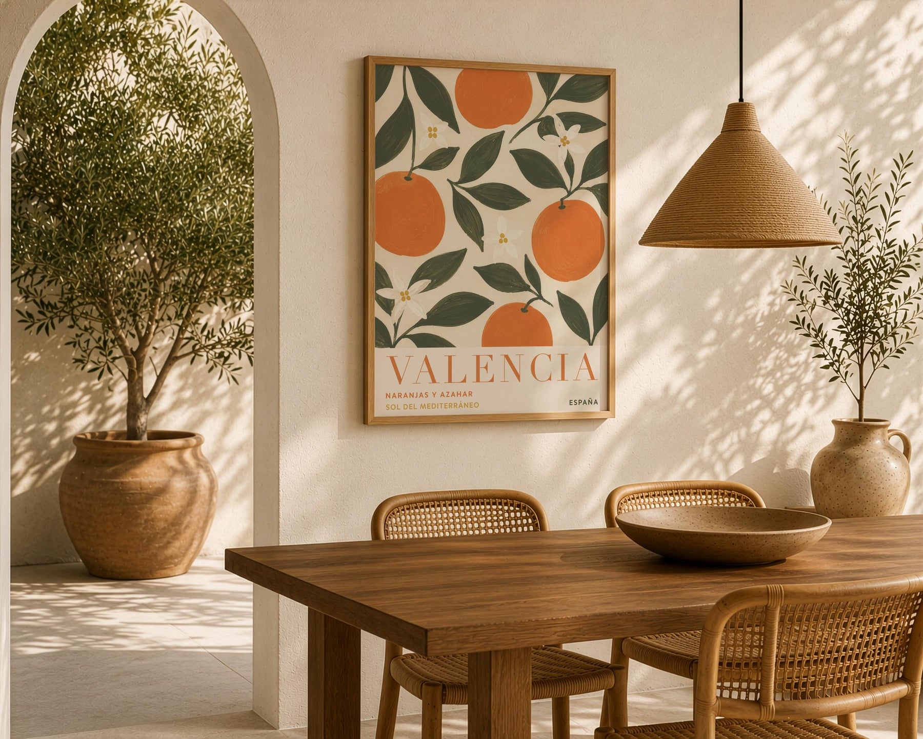 Valencia Orange Print | Hand-Painted Citrus Wall Art, Mediterranean Travel Poster | Framed or Unframed