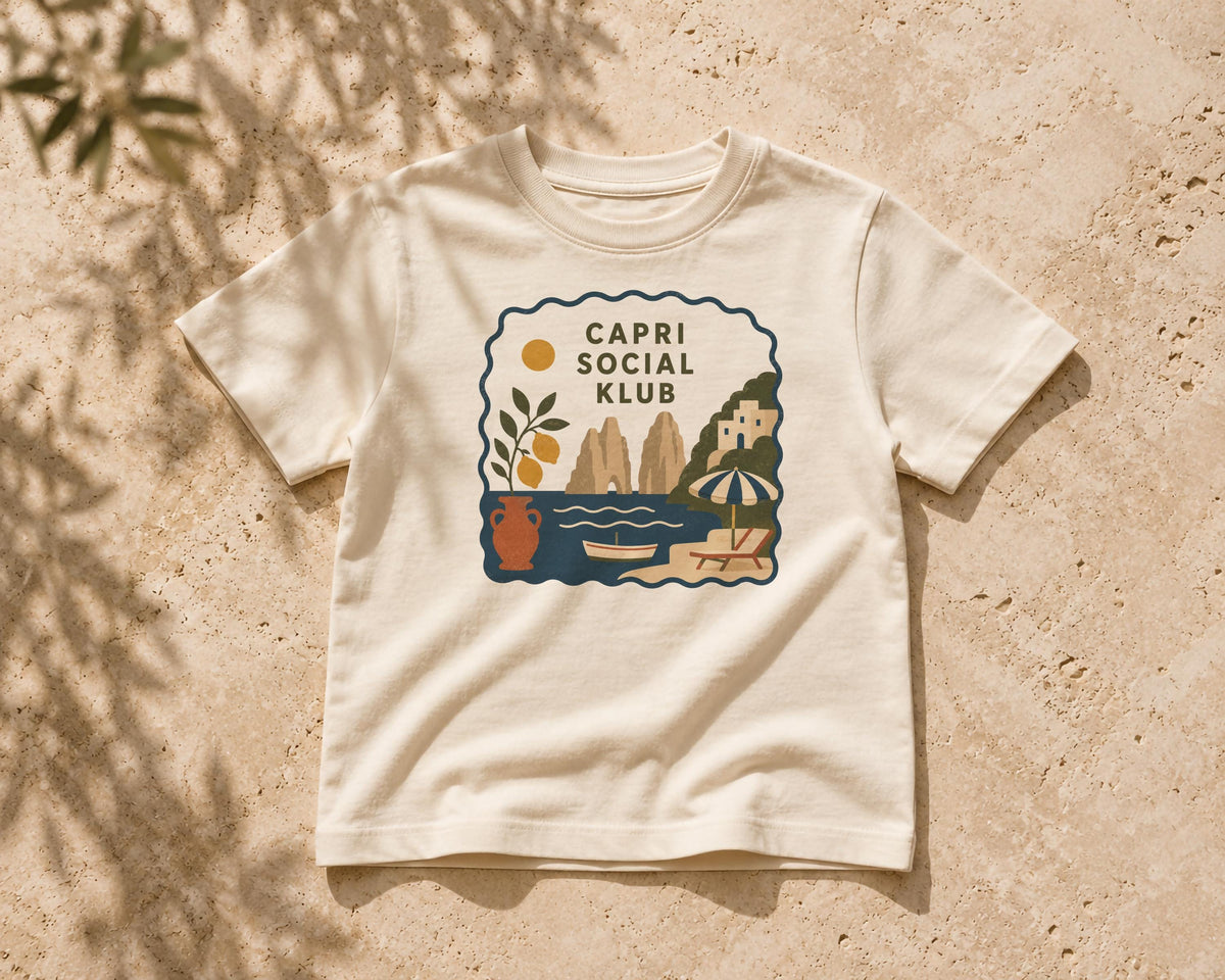 Kids Organic Cotton Capri Graphic Tee | Mediterranean Summer Holiday Clothing