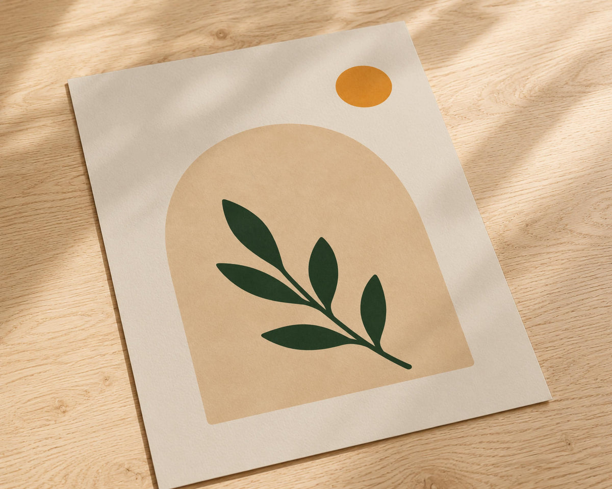 Arco Abstract Archway Botanical Print | Minimalist Leaf Wall Art, Scandinavian Poster | Framed or Unframed
