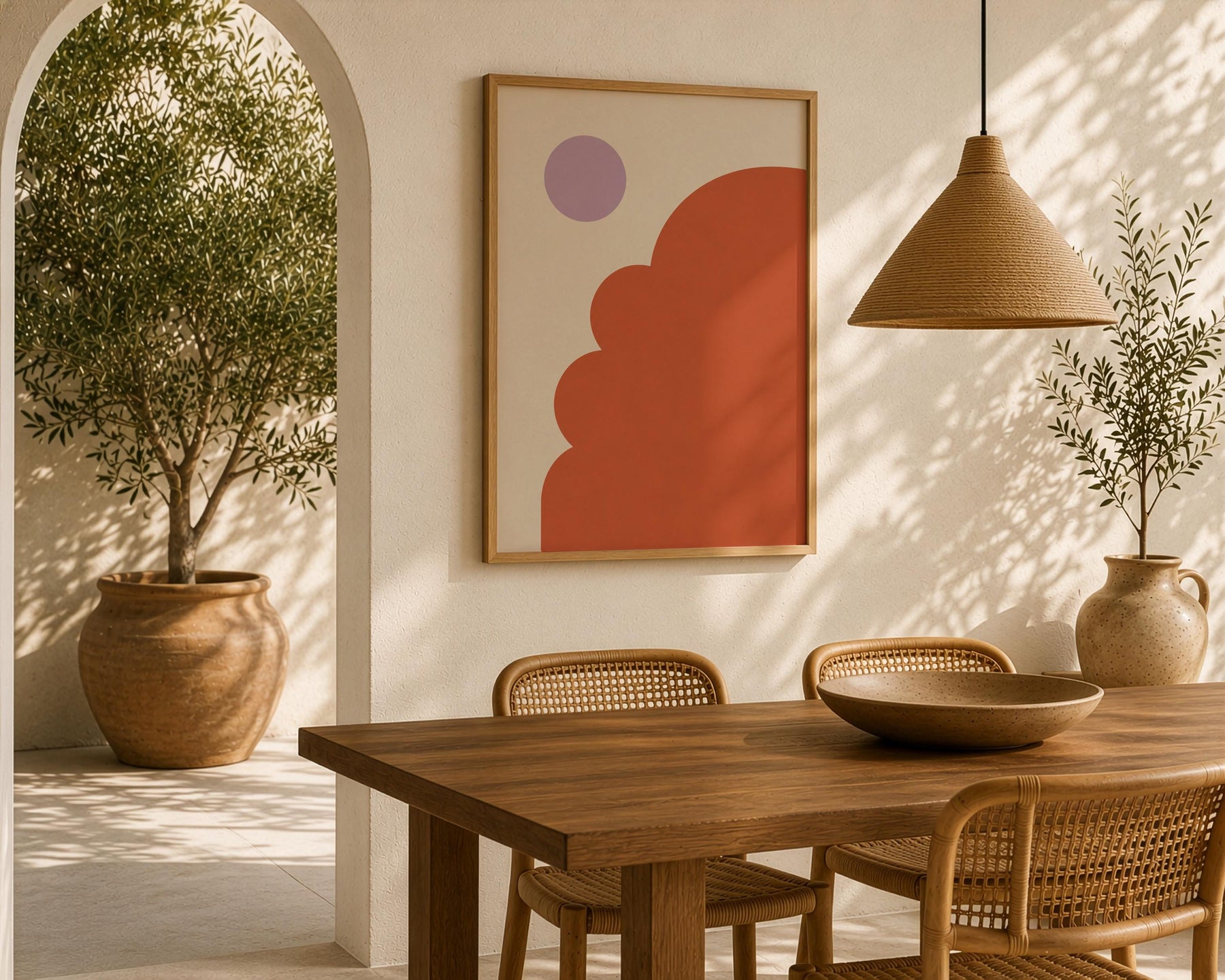 Domo Architectural Print | Terracotta Domes, Minimalist Mediterranean Wall Art | Framed or Unframed