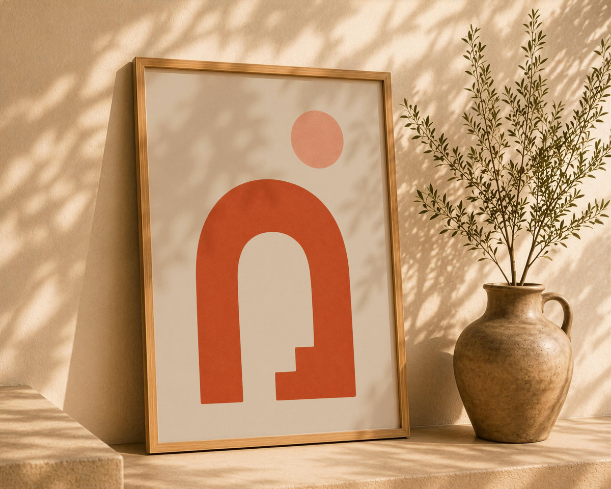 Arco Archway Print | Mediterranean Terracotta Abstract Wall Art | Framed or Unframed