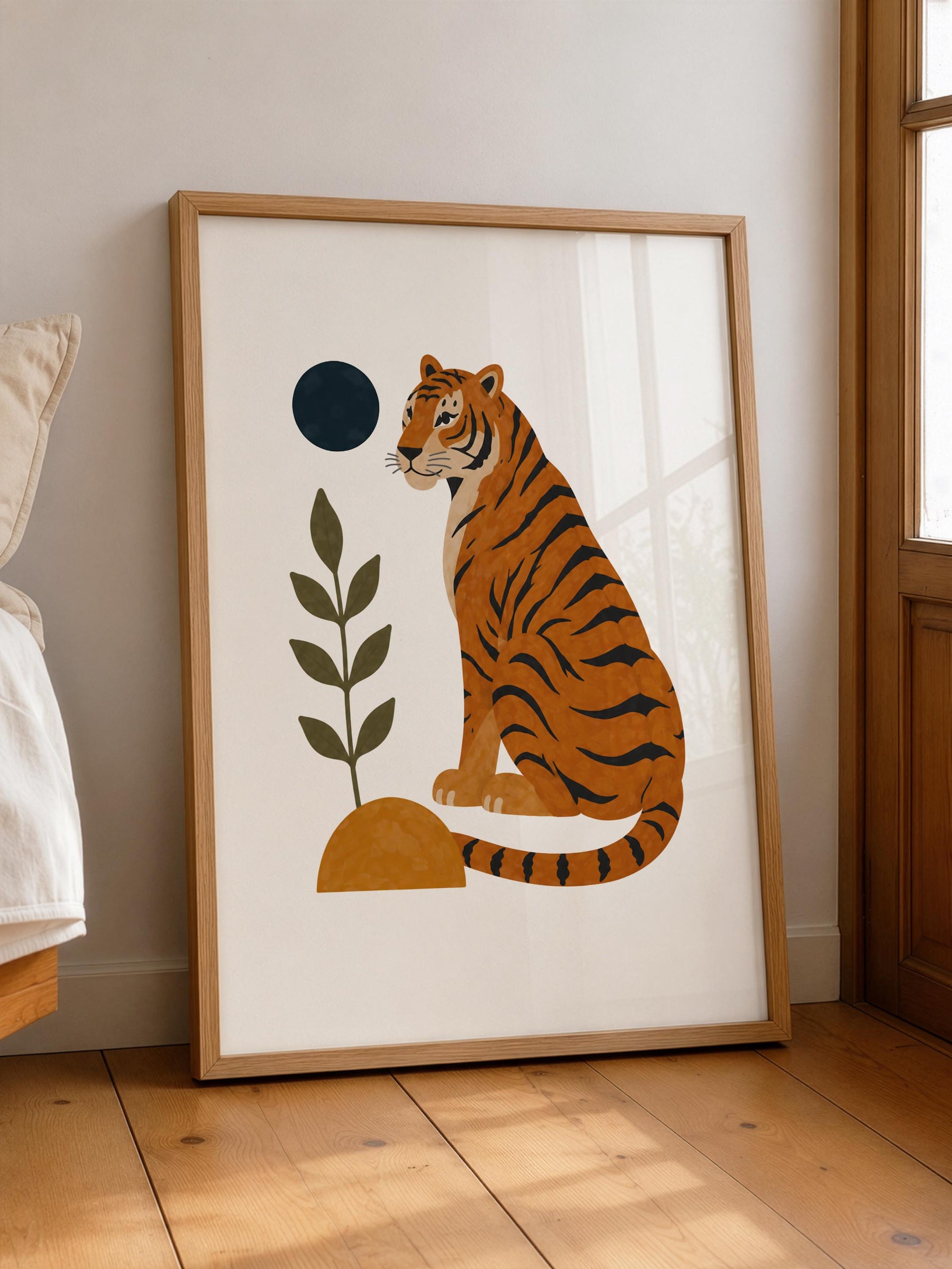 Personalised Tiger Nursery Print | Jungle Animal Illustrated Wall Art | Framed or Unframed