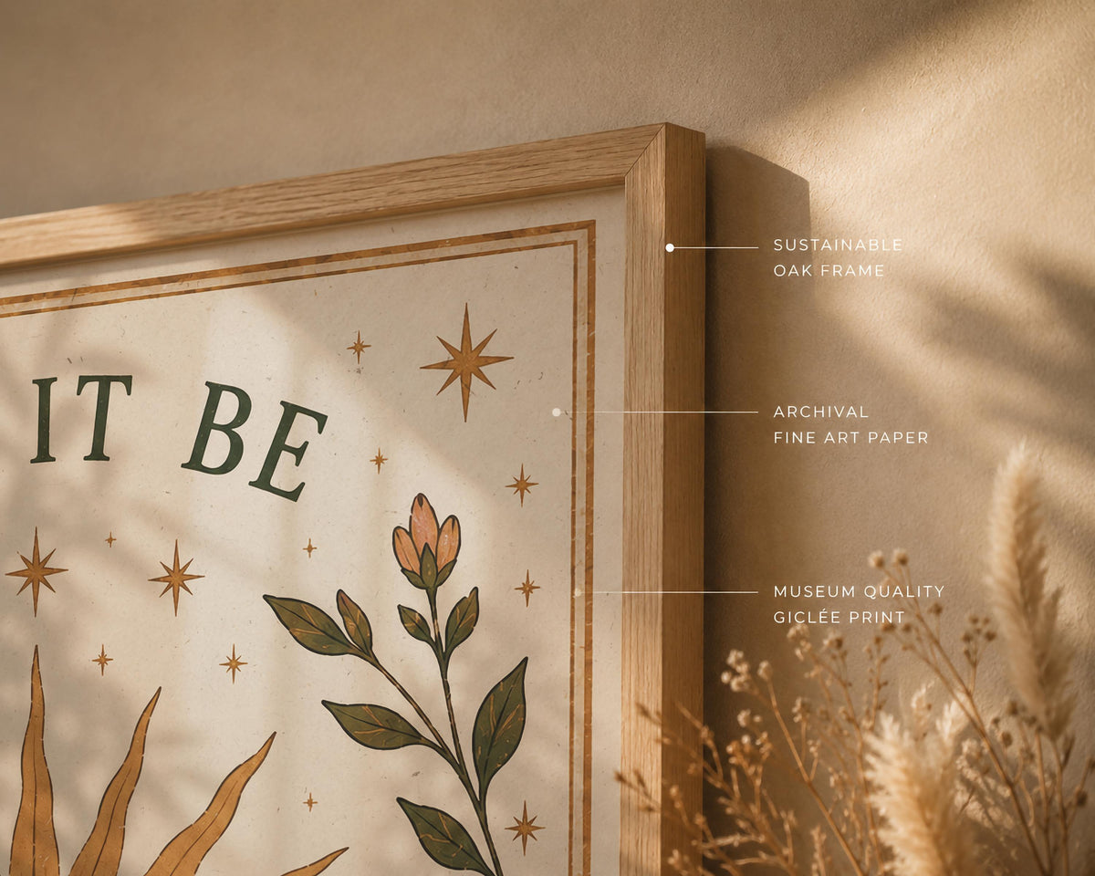 Let It Be Sun Wall Art Print | Folk Illustration, Boho Bedroom Decor | Framed or Unframed