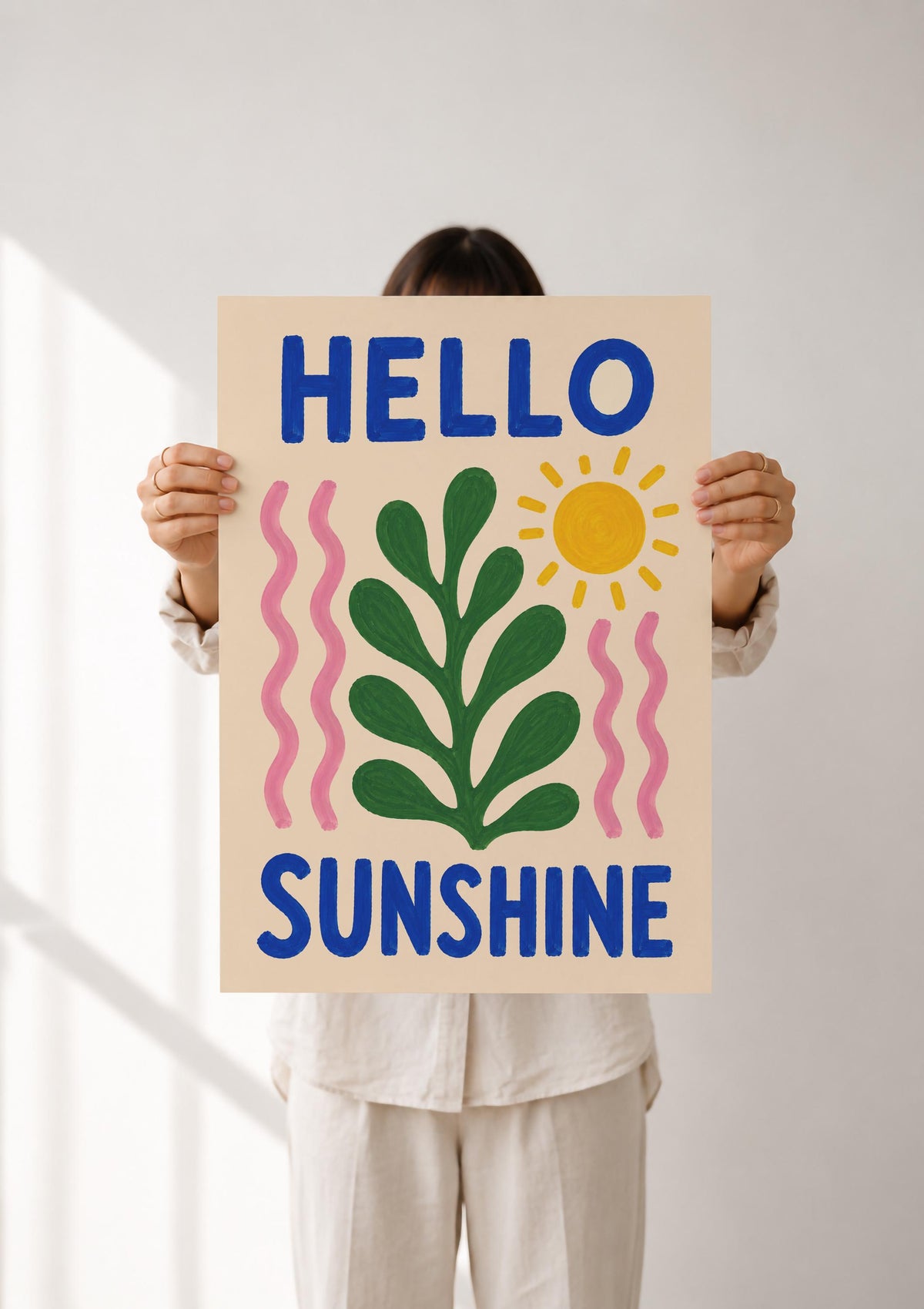Hello Sunshine Print | Colourful Hand-Painted Botanical Wall Art Decor | Framed or Unframed