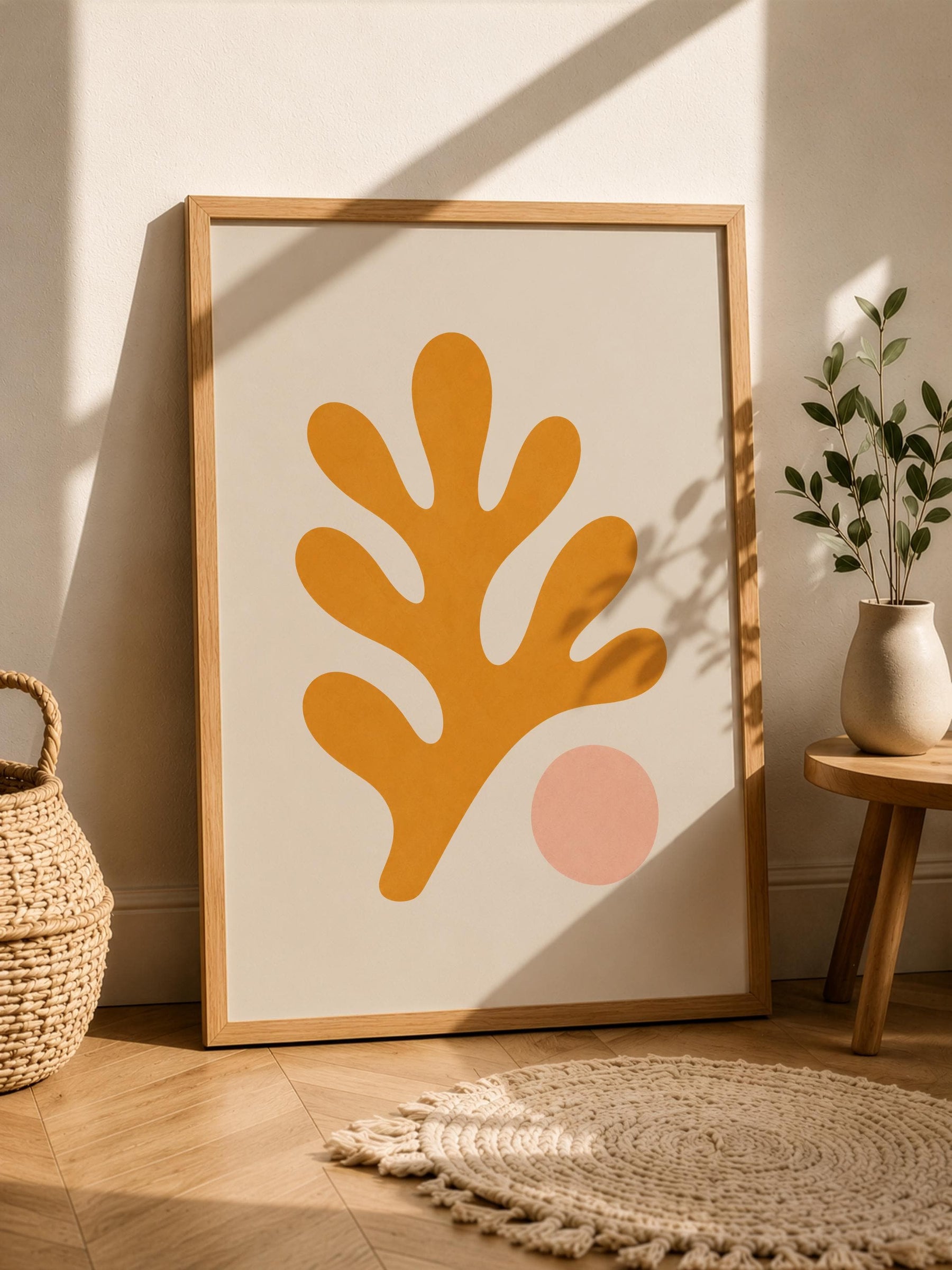 Oro Coral Print | Abstract Botanical Coastal Wall Art (Framed or Unframed)