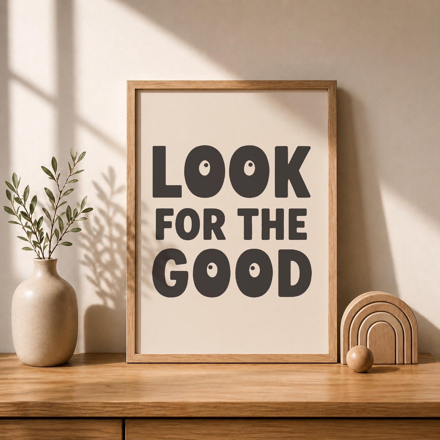 Positive Typography Print | Look For The Good | Modern Hand-Painted Wall Art | Framed or Unframed