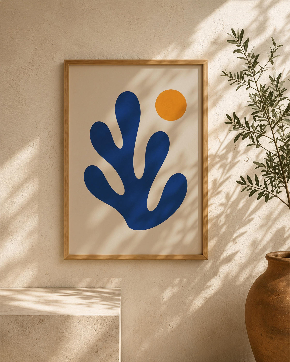 Drift Abstract Blue Coral Print | Matisse Inspired Modern Coastal Wall Art | Framed or Unframed