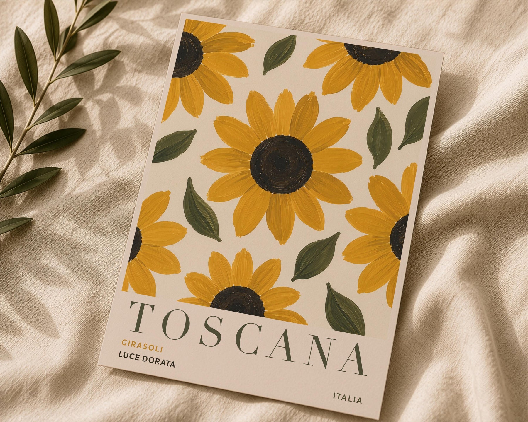 Tuscany Sunflower Print | Hand-Painted Italian Countryside Wall Art | Framed or Unframed