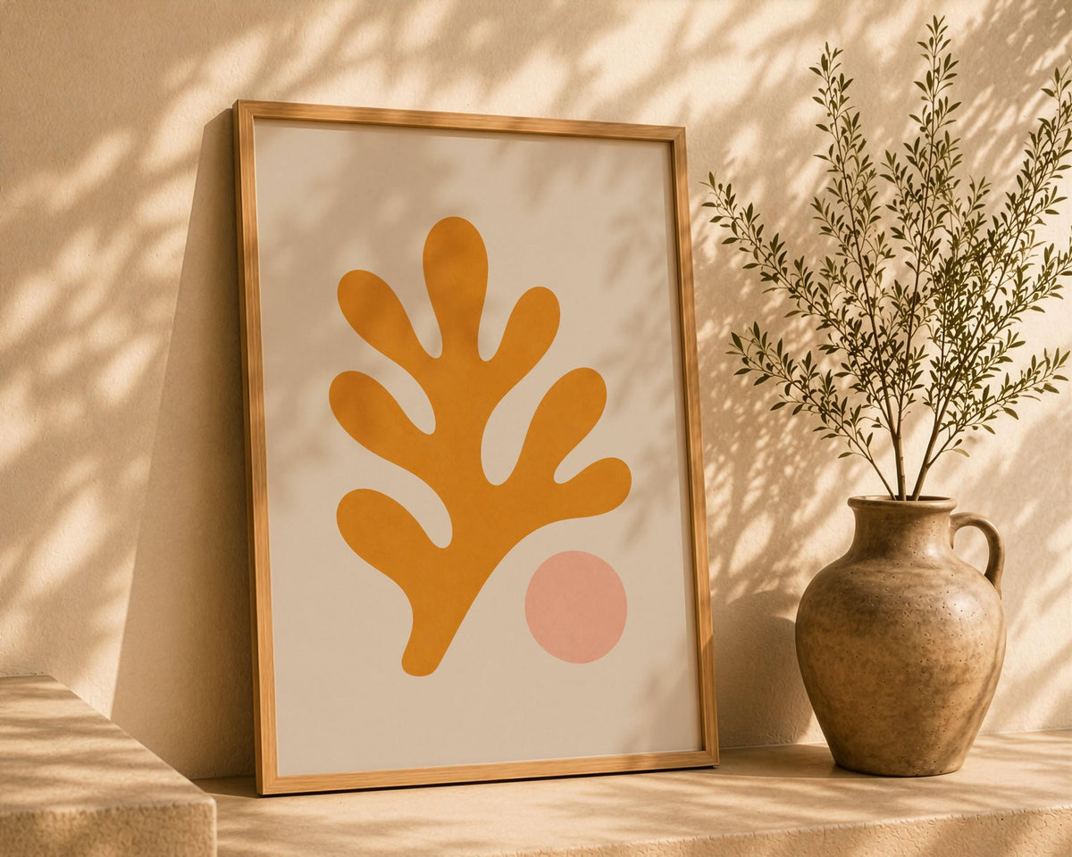 Oro Coral Print | Abstract Botanical Coastal Wall Art (Framed or Unframed)