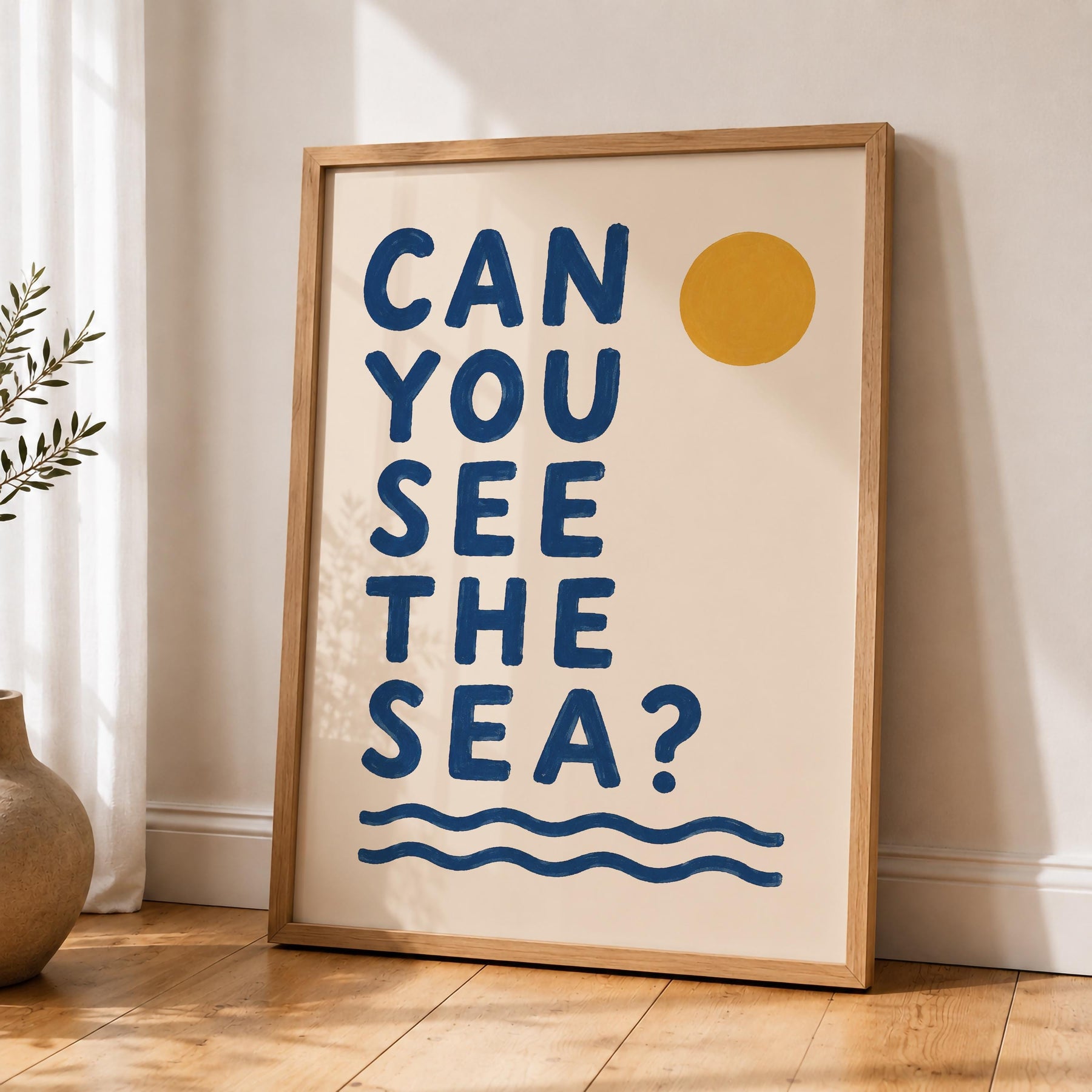 Can You See the Sea Print | Coastal Beach House Typography Wall Art | Framed or Unframed
