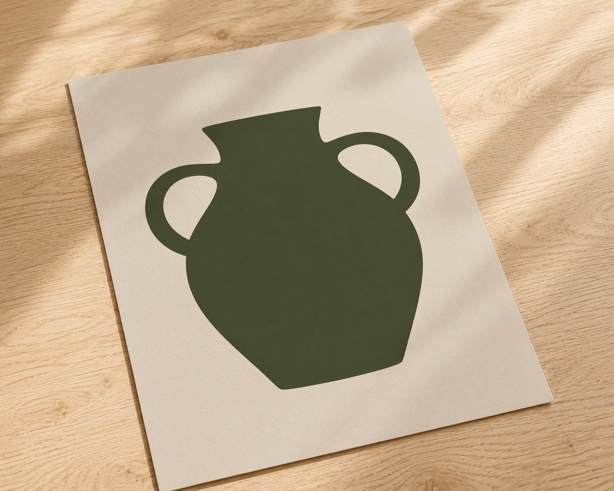 Vessel Amphora Vase Print | Abstract Mediterranean Wall Art | Framed or Unframed