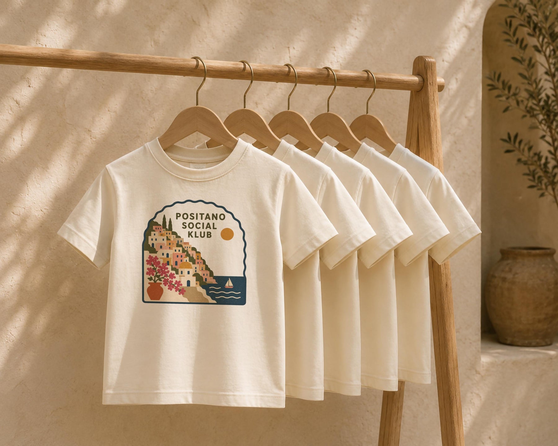 Kids Positano Social Klub T-Shirt | Organic Cotton Amalfi Coast Graphic Tee